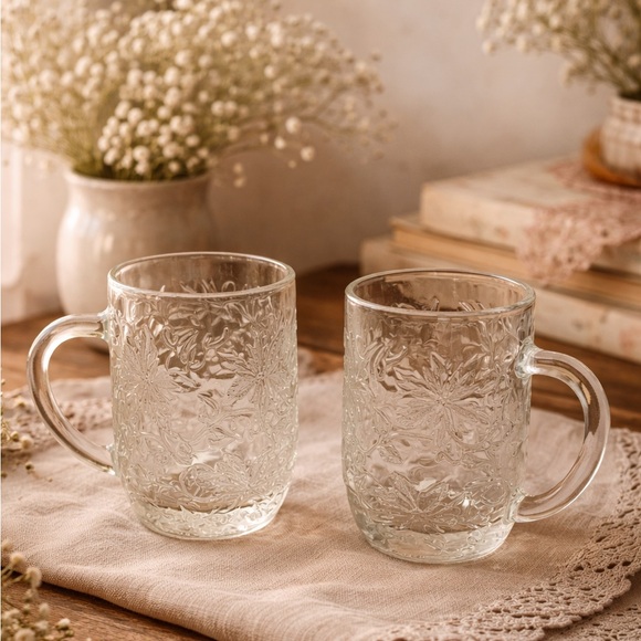 Princess House Other - 🌷 Vintage Princess House “Fantasia” Glass Cottagecore Mugs – Set of 2 🌷